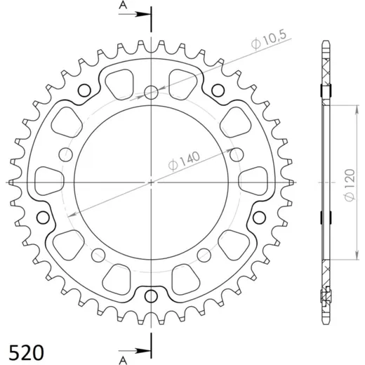 Stealth-Rear Sprocket / Chain Wheel Supersprox 520/43t black 15605K43
