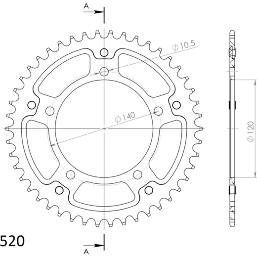 Stealth-Rear Sprocket / Chain Wheel Supersprox 520/46t black 15605K46