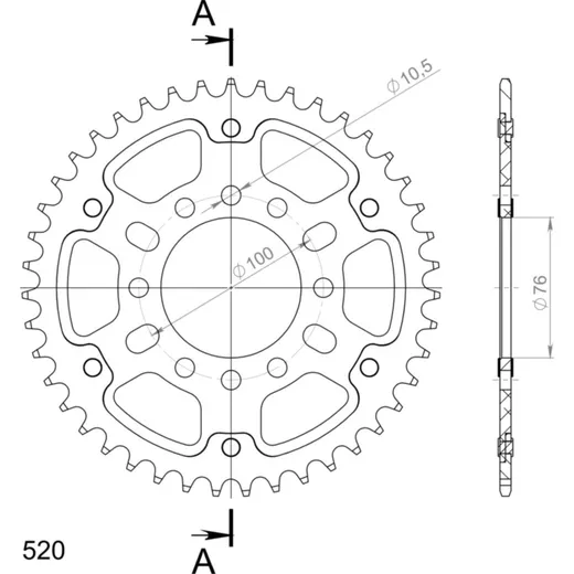 Stealth-Rear Sprocket / Chain Wheel Supersprox 520/42t gold 14401S42