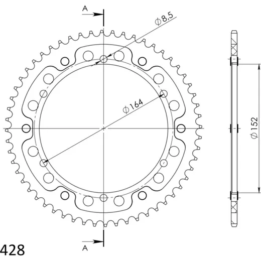 Stealth-Rear Sprocket / Chain Wheel Supersprox 428/56t silver