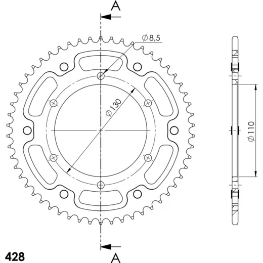 Stealth-Rear Sprocket / Chain Wheel Supersprox 428/54t gold