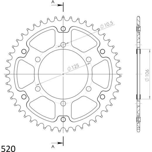 Stealth-Rear Sprocket / Chain Wheel Supersprox 520/47t black 86502K47