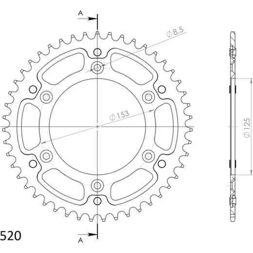 Stealth-Rear Sprocket / Chain Wheel Supersprox 520/46t black