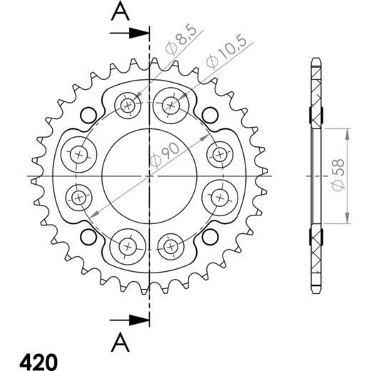 Stealth-Rear Sprocket / Chain Wheel Supersprox 420/34t red