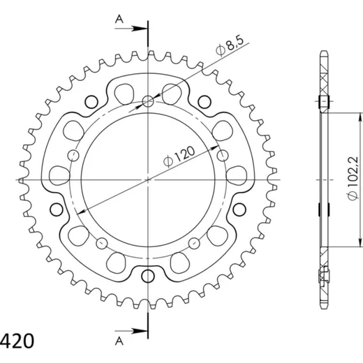 Stealth-Rear Sprocket / Chain Wheel Supersprox 420/47t gold 35104S47