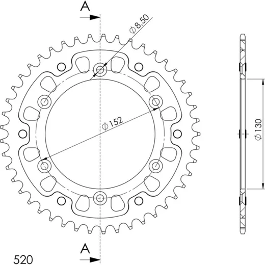 Stealth-Rear Sprocket / Chain Wheel Supersprox 520/44t red 35600R44