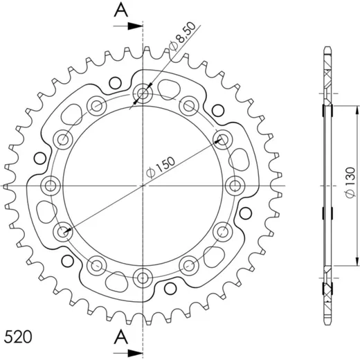 Stealth-Rear Sprocket / Chain Wheel Supersprox 520/43t blue