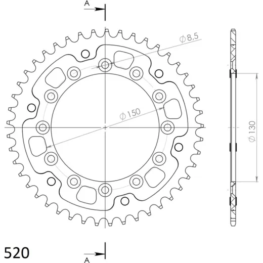 Stealth-Rear Sprocket / Chain Wheel Supersprox 520/45t red 10304R45