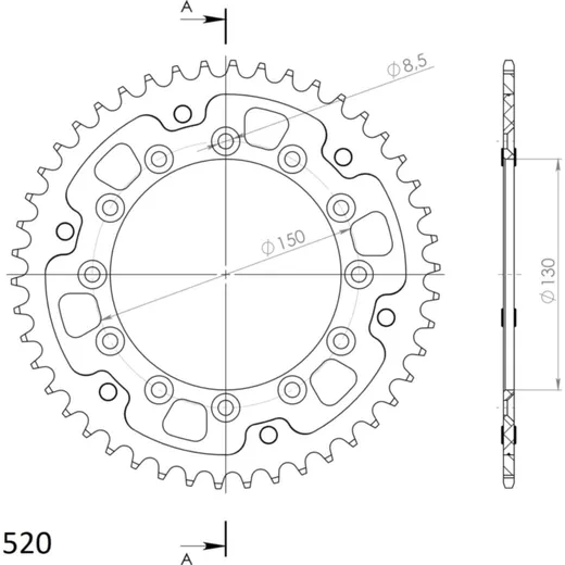 Stealth-Rear Sprocket / Chain Wheel Supersprox 520/46t blue