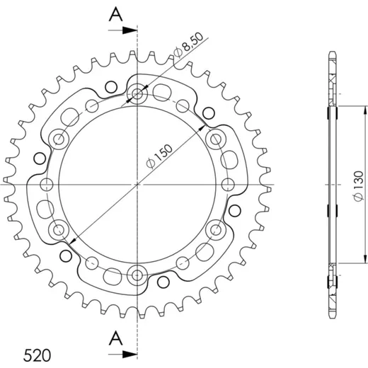 Stealth-Rear Sprocket / Chain Wheel Supersprox 520/41t black