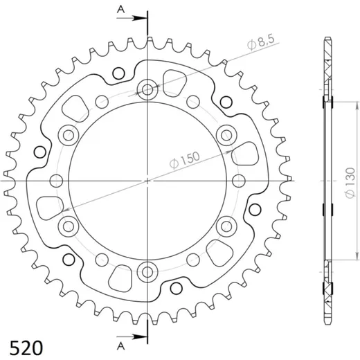 Stealth-Rear Sprocket / Chain Wheel Supersprox 520/45t gold 10501S45