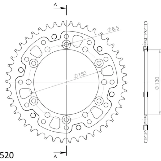Stealth-Rear Sprocket / Chain Wheel Supersprox 520/46t black 10501K46