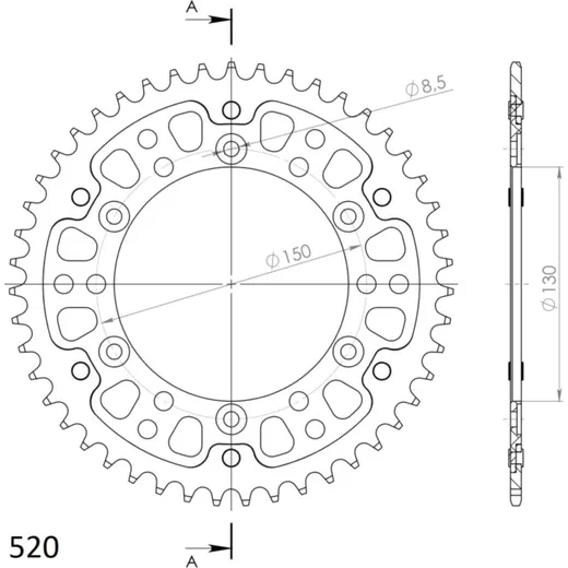 Stealth-Rear Sprocket / Chain Wheel Supersprox 520/47t gold 10501S47