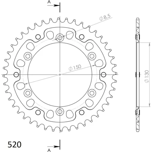 Stealth-Rear Sprocket / Chain Wheel Supersprox 520/44t black 30245K44