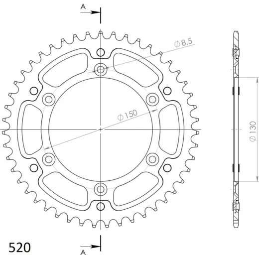 Stealth-Rear Sprocket / Chain Wheel Supersprox 520/47t black 30245K47