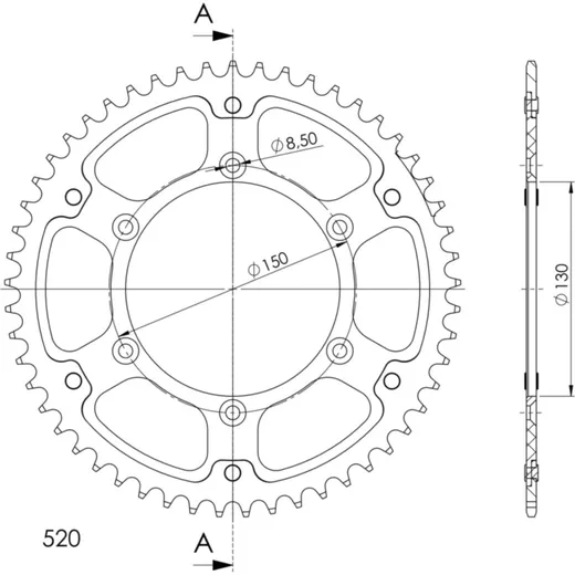 Stealth-Rear Sprocket / Chain Wheel Supersprox 520/53t blue