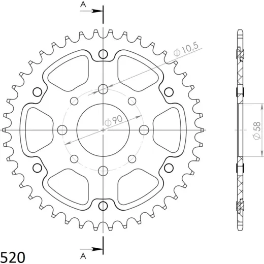 Stealth-Rear Sprocket / Chain Wheel Supersprox 520/42t orange 71201O42