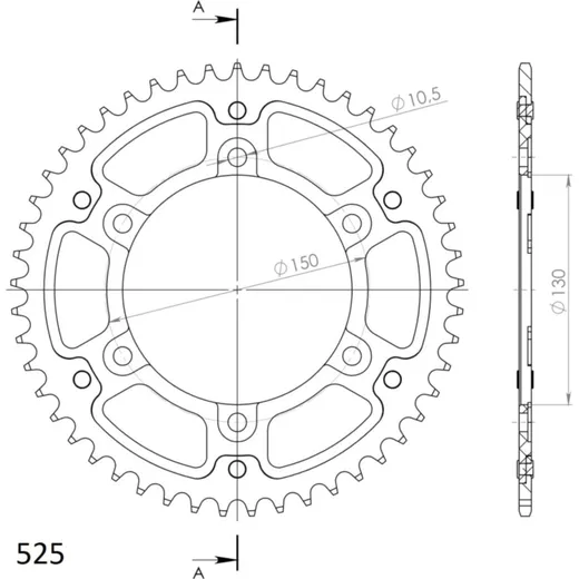 Stealth-Rear Sprocket / Chain Wheel Supersprox 525/47t black