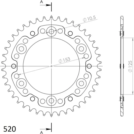 Stealth-Rear Sprocket / Chain Wheel Supersprox 520/42t black 40301K42