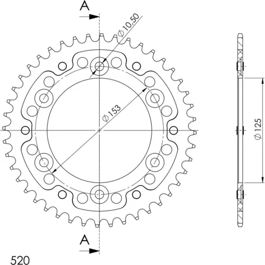 Stealth-Rear Sprocket / Chain Wheel Supersprox 520/44t red 40301R44