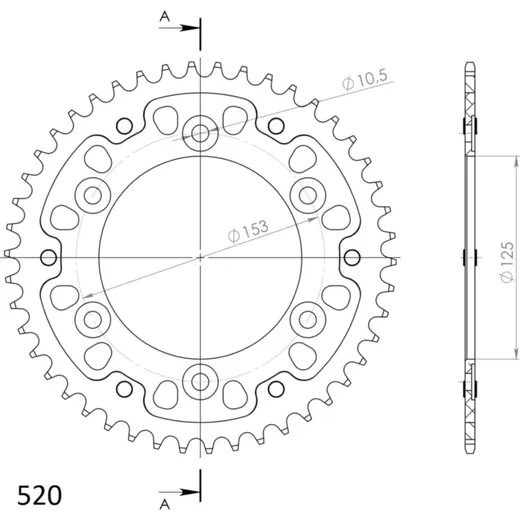 Stealth-Rear Sprocket / Chain Wheel Supersprox 520/46t gold 40301S46