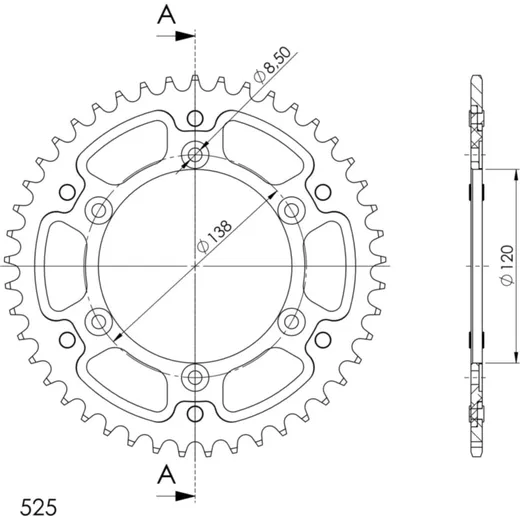 Stealth-Rear Sprocket / Chain Wheel Supersprox 525/45t gold 10602S45