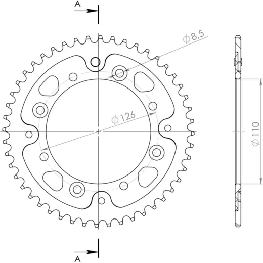 Stealth-Rear Sprocket / Chain Wheel Supersprox 420/48t black 30455K48