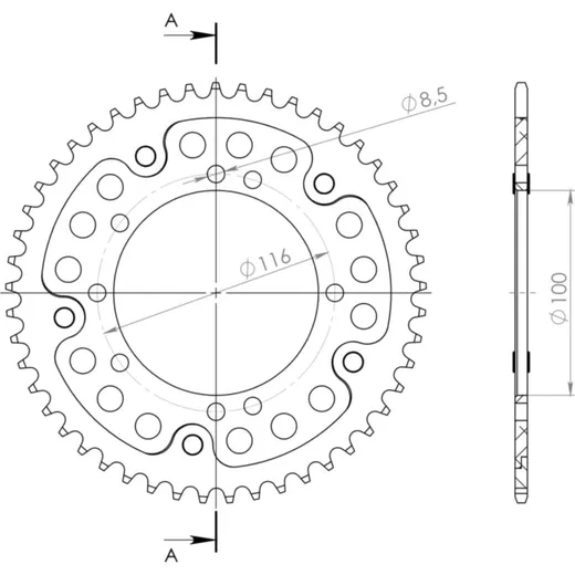 Stealth-Rear Sprocket / Chain Wheel Supersprox 420/49t black 16104K49