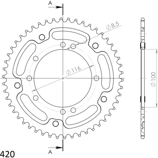 Stealth-Rear Sprocket / Chain Wheel Supersprox 420/50t black 16104K50