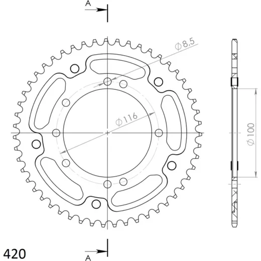 Stealth-Rear Sprocket / Chain Wheel Supersprox 420/51t green
