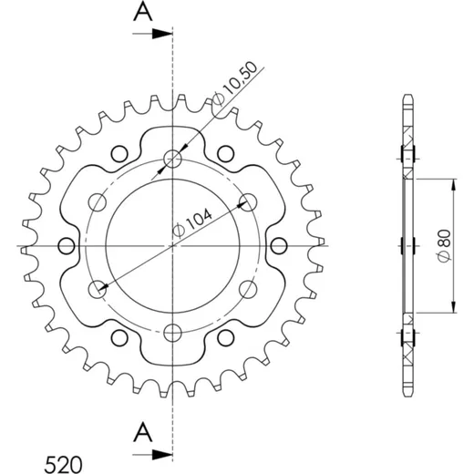 Stealth-Rear Sprocket / Chain Wheel Supersprox 520/34t red