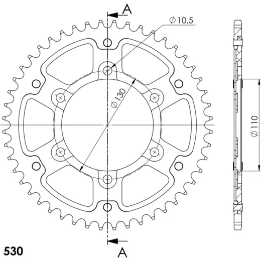 Stealth-Rear Sprocket / Chain Wheel Supersprox 530/48t black