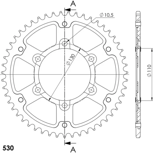 Stealth-Rear Sprocket / Chain Wheel Supersprox 530/51t silver