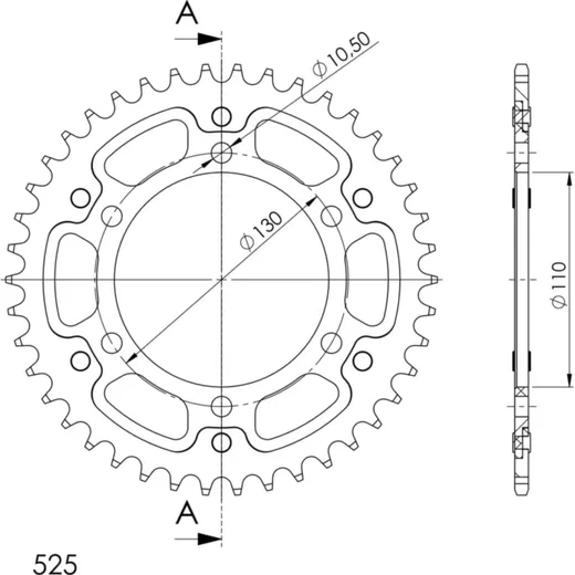 Stealth-Rear Sprocket / Chain Wheel Supersprox 525/42t gold 12810S42