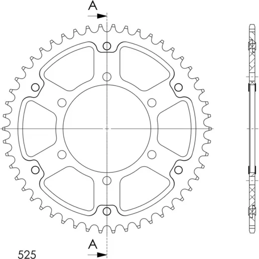 Stealth-Rear Sprocket / Chain Wheel Supersprox 525/50t silver