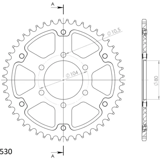 Stealth-Rear Sprocket / Chain Wheel Supersprox 530/46t green