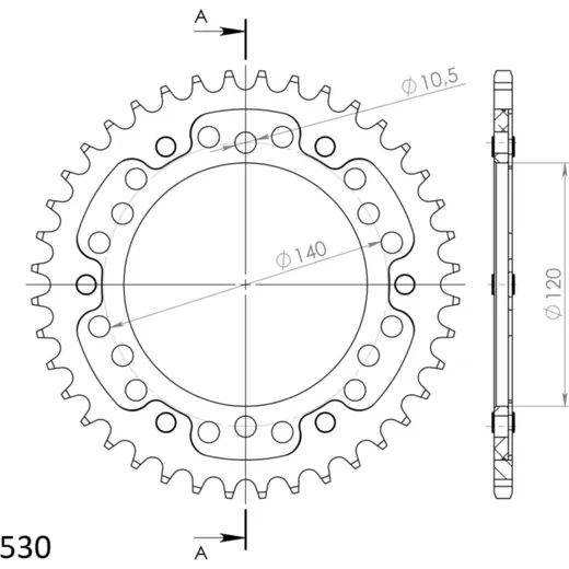 Stealth-Rear Sprocket / Chain Wheel Supersprox 530/39t black 16603K39