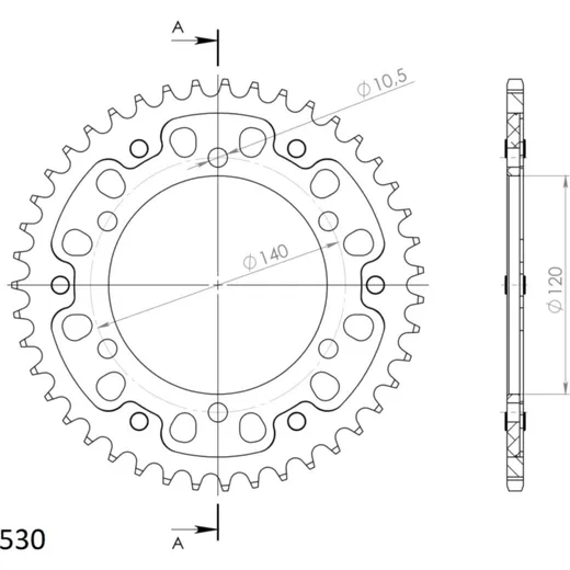 Stealth-Rear Sprocket / Chain Wheel Supersprox 530/43t black 16603K43