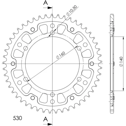 Stealth-Rear Sprocket / Chain Wheel Supersprox 530/49t black 16701K49