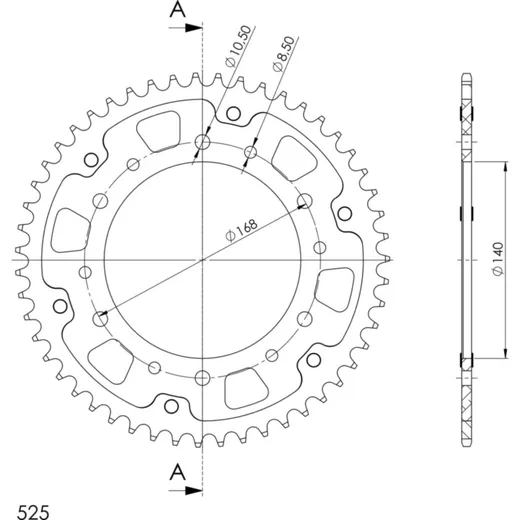 Stealth-Rear Sprocket / Chain Wheel Supersprox 525/49t red