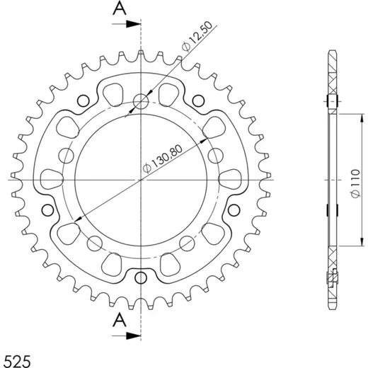 Stealth-Rear Sprocket / Chain Wheel Supersprox 525/42t black 35700K42