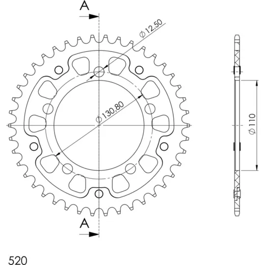 Stealth-Rear Sprocket / Chain Wheel Supersprox 520/41t black 35701K41