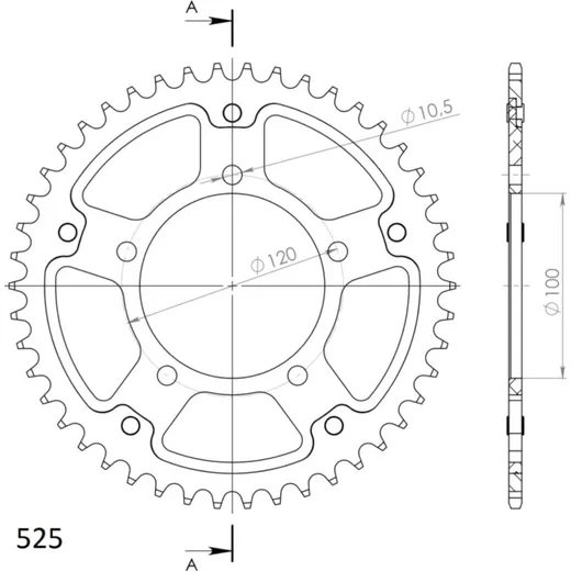 Stealth-Rear Sprocket / Chain Wheel Supersprox 525/46t black 35800K46