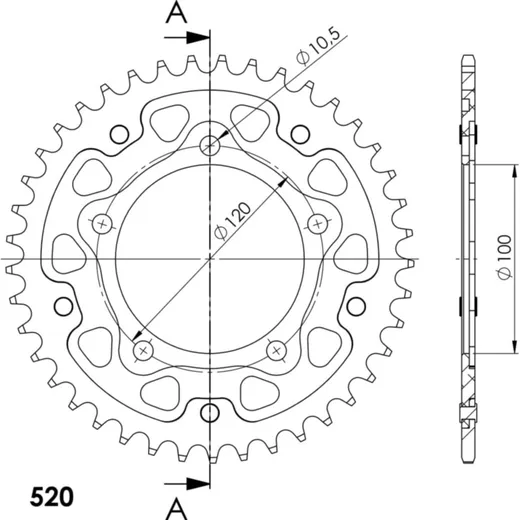 Stealth-Rear Sprocket / Chain Wheel Supersprox 520/42t gold 36716S42