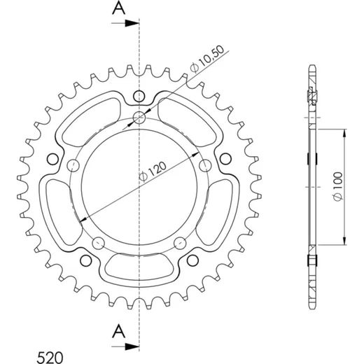 Stealth-Rear Sprocket / Chain Wheel Supersprox 520/40t black 35801K40