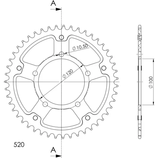 Stealth-Rear Sprocket / Chain Wheel Supersprox 520/47t red 35801R47
