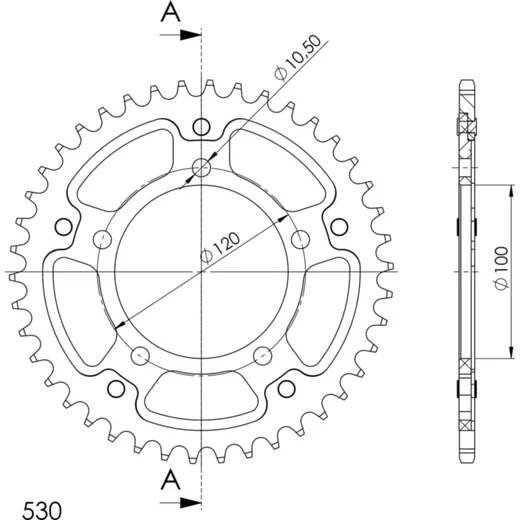 Stealth-Rear Sprocket / Chain Wheel Supersprox 525/42t gold 30704S42