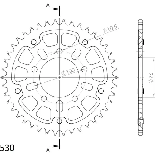 Stealth-Rear Sprocket / Chain Wheel Supersprox 530/42t black 37090K42