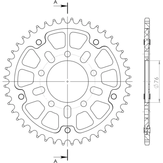 Stealth-Rear Sprocket / Chain Wheel Supersprox 530/43t black 37090K43