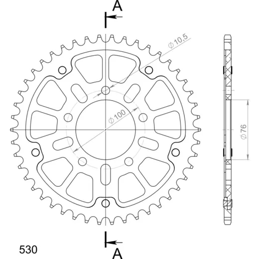 Stealth-Rear Sprocket / Chain Wheel Supersprox 530/46t black 37090K46